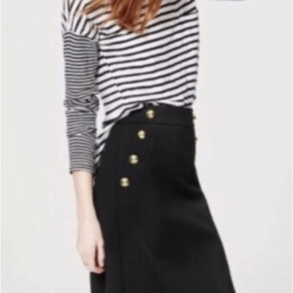 Loft Black Nautical Pencil Skirt
